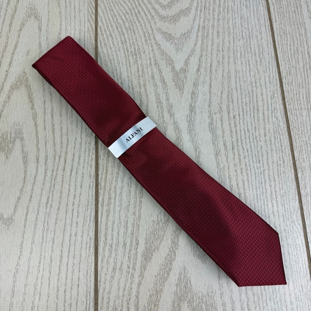 746 Alfani Men's Tie Edson Mini 601 Burgundy Red $55 Polyester